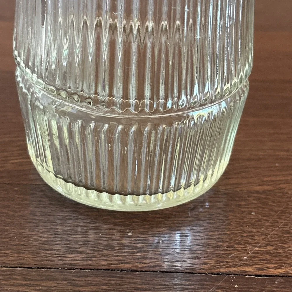 Vintage Hoosier Glass Vase Clear Ribbed 8 1/2